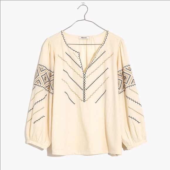 NWT Madewell Embroidered Peasant Top - Picture 5 of 8